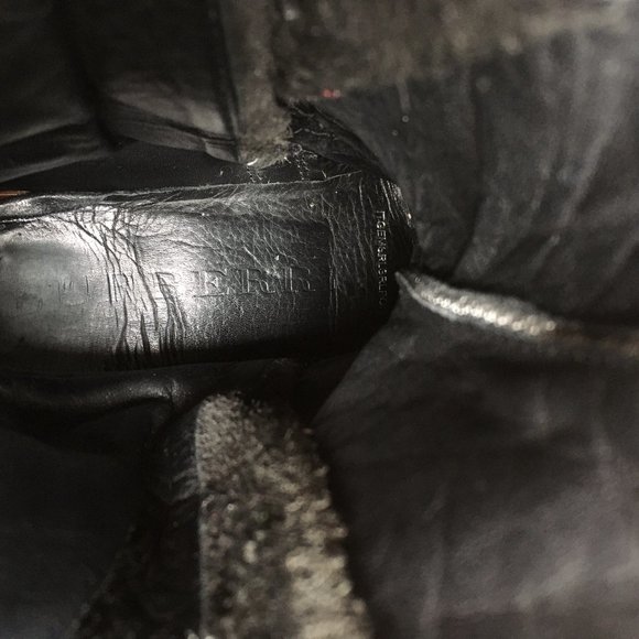 Burberry black leather Clarendon Explorer moto boots with gold tone buckles - Picture 11 of 13